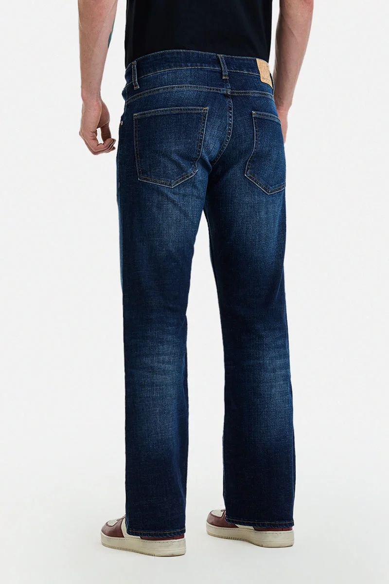 SNITCH Blue Bootcut Stretch Washed Jeans for Men | Best Price UAE
